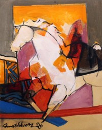 Mashkoor Raza, 16 x 12 Inch, Oil on Canvas, Horse Painting, AC-MR-435